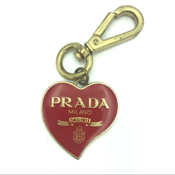 Prada Accessories - Prada Bag Charm Red Heart Key Fob